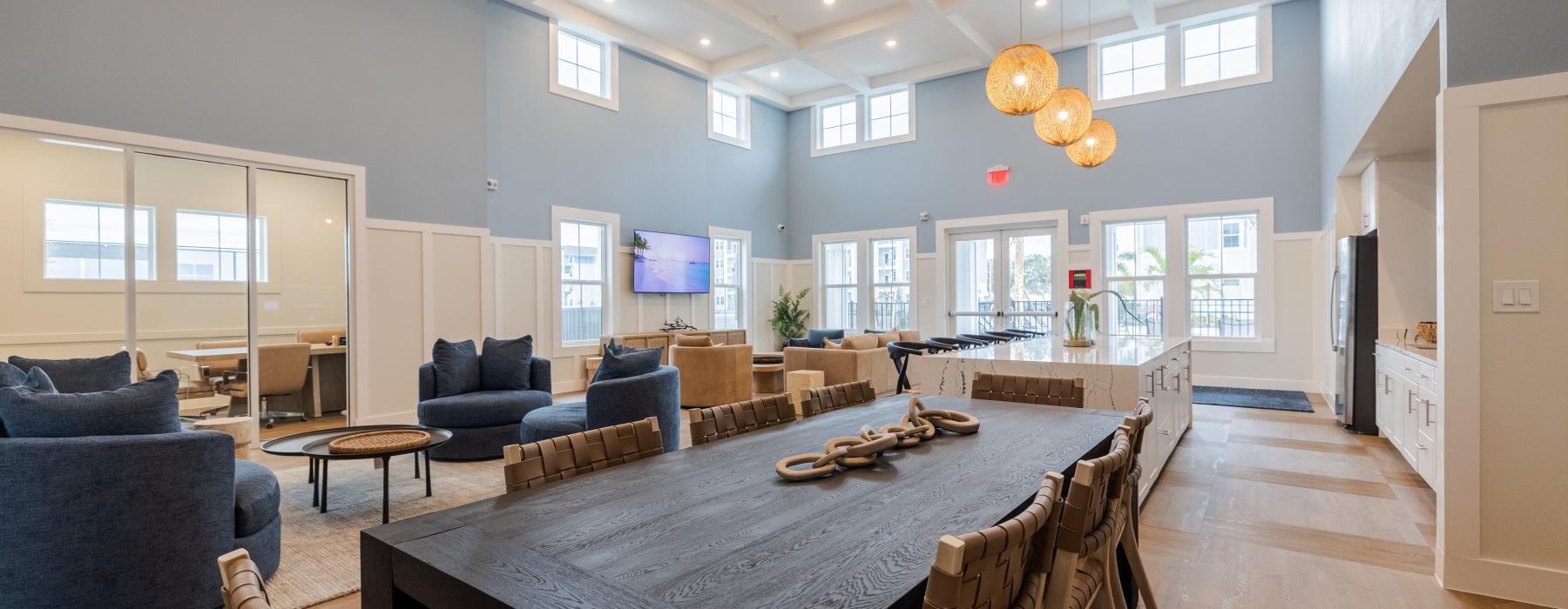 Madison Midtown Clubhouse, a modern apartment complex in Melbourne FL offering 1-, 2-, and 3-bedroom apartments.